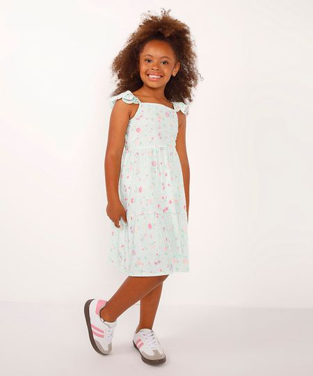 vestido infantil floral com babado colorido 8