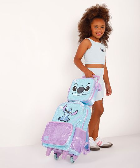 mochila infantil de paetês lilo e stitch azul UNICO mochila infantil de paetês lilo e stitch azul UNICO