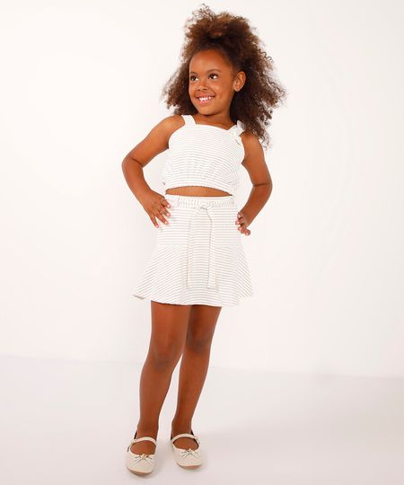 conjunto infantil listrado alça média com laço off white 8 conjunto infantil listrado alça média com laço off white 8