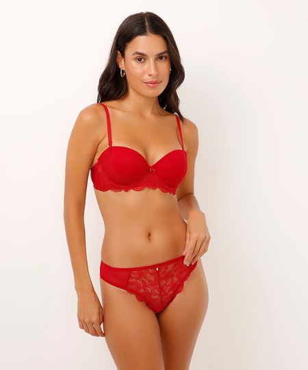 calcinha fio dental em tule e renda vermelha GG calcinha fio dental em tule e renda vermelha GG