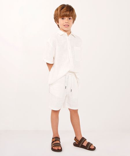 bermuda infantil de algodão com cordão branca 4 bermuda infantil de algodão com cordão branca 4