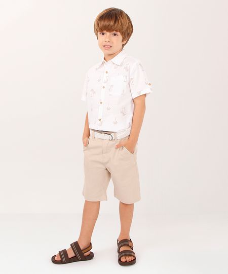 bermuda de sarja infantil com cinto bege 12 bermuda de sarja infantil com cinto bege 12