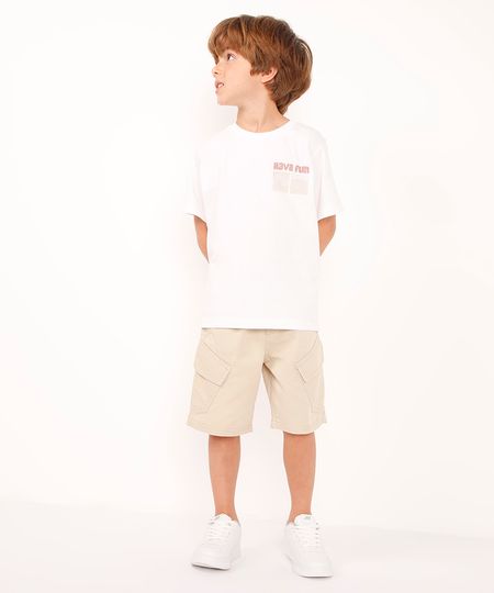 bermuda cargo infantil de sarja bege 8