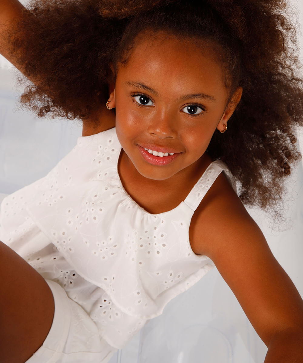 cropped infantil de laise off white