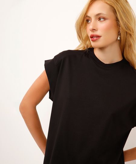 blusa de algodão peruano muscle tee preta P