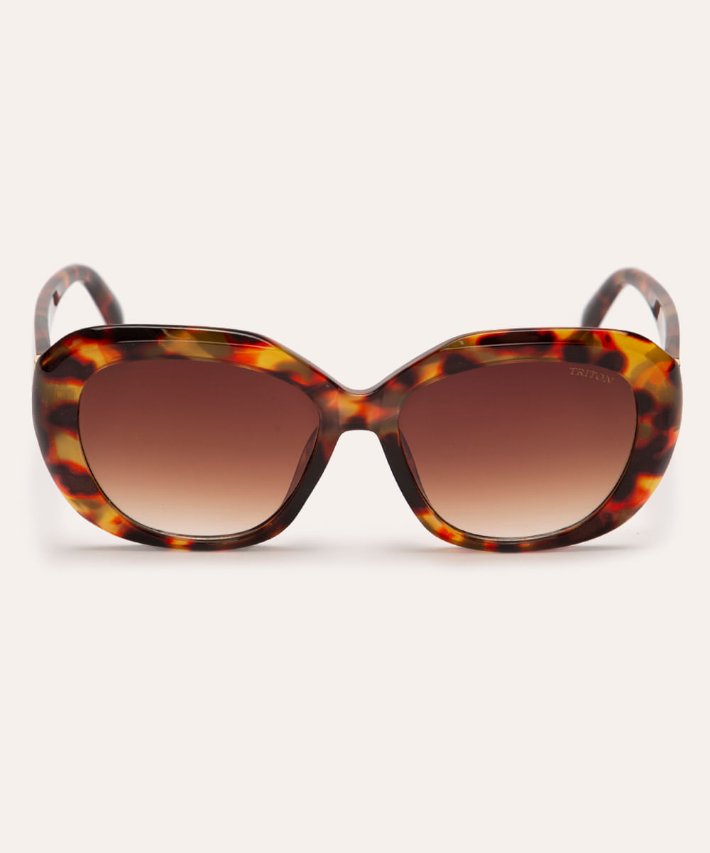 óculos de sol oval tartaruga triton marrom