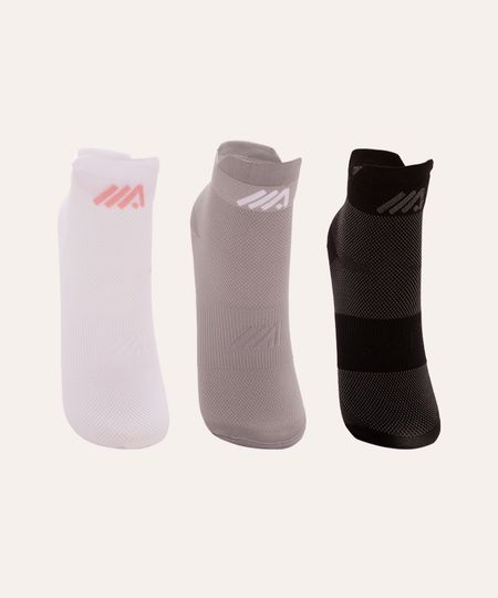 kit de 3 meias cano médio esportiva ace colorida 34-39