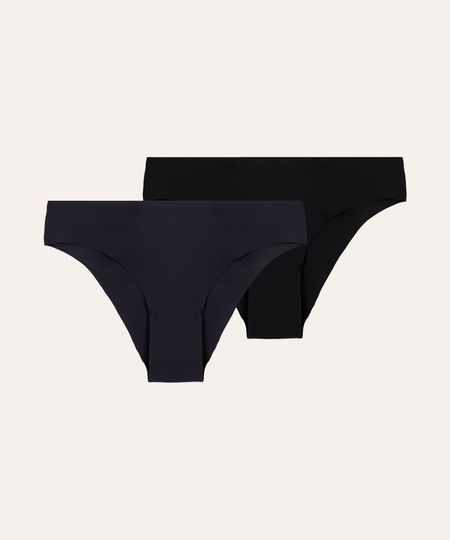 kit de 2 calcinhas biquíni sem costura preto GG