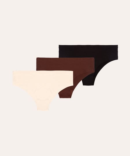 kit de 3 calcinhas caleçon sem costura colorida M kit de 3 calcinhas caleçon sem costura colorida M