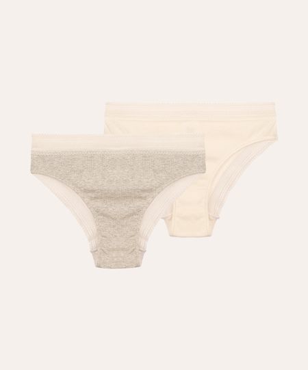 kit de 2 calcinhas biquíni com renda - sortido (kit) M