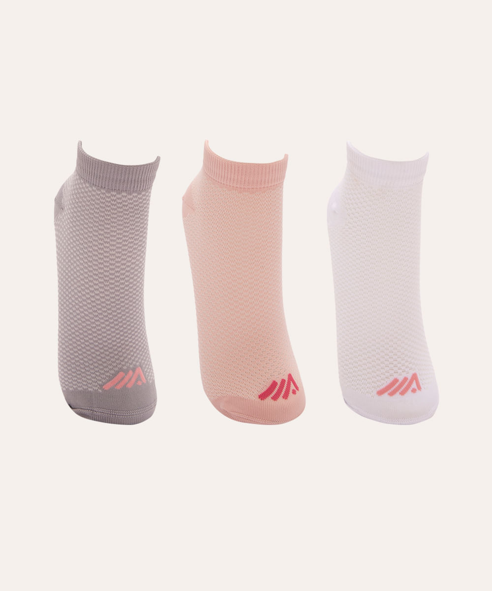 kit de 3 pares de meias respiráveis cano baixo ace colorida kit de 3 pares de meias respiráveis cano baixo ace colorida
