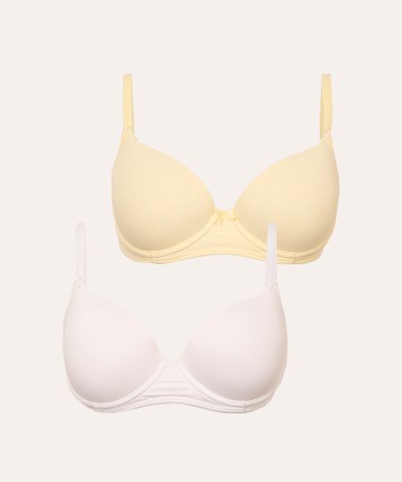 kit de 2 sutiãs meia taça canelados colorido 42 kit de 2 sutiãs meia taça canelados colorido 42