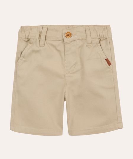 short de sarja infantil com bolsos bege 4