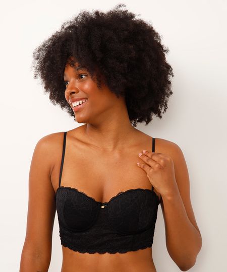 sutiã cropped meia taça com bojo rendado floral preto 46 sutiã cropped meia taça com bojo rendado floral preto 46