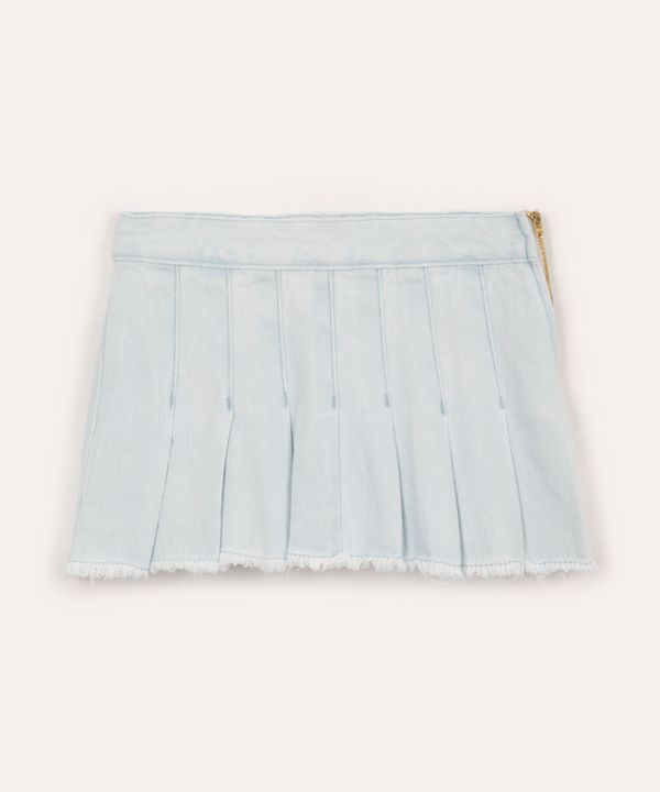 saia curta jeans plissada azul 4