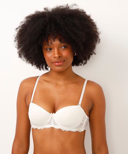 sutiã meia taça alça removível rendado off white 48 sutiã meia taça alça removível rendado off white 48