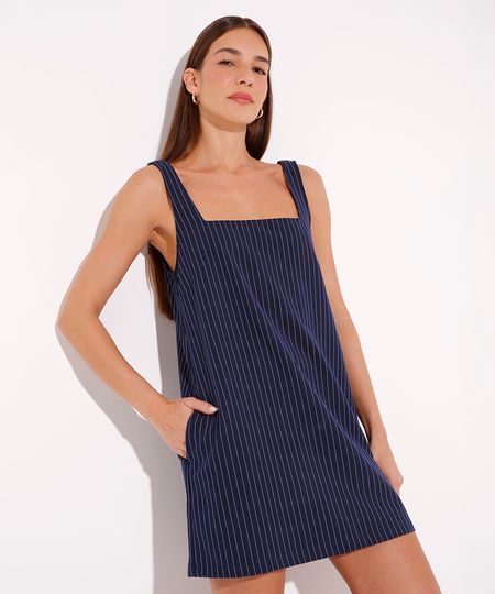 vestido curto risca de giz mindset azul GG vestido curto risca de giz mindset azul GG