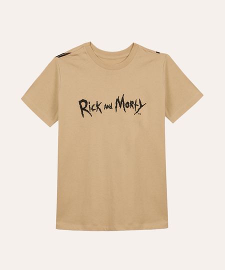 camiseta de algodão juvenil rick e morty bege 12