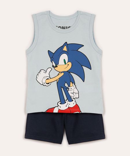 conjunto infantil curto sonic azul 4
