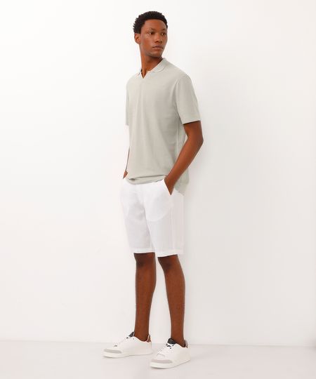 bermuda reta com linho off white 38