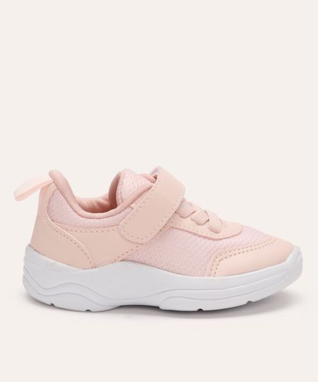tênis esportivo infantil calce fácil com velcro ace rosa 21