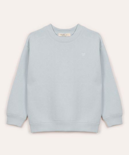 blusão oversized de moletom infantil coração azul 4