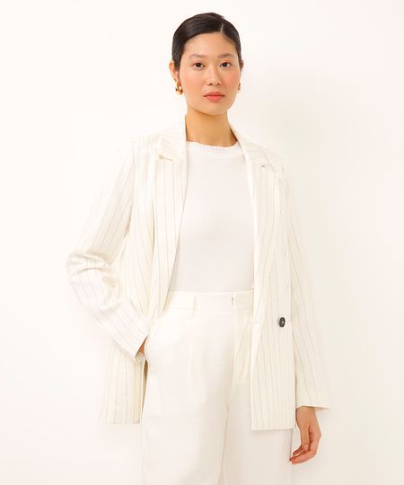 blazer de alfaiataria risca de giz off white M