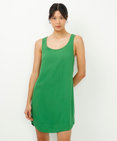 vestido curto de viscose decote redondo verde militar P vestido curto de viscose decote redondo verde militar P