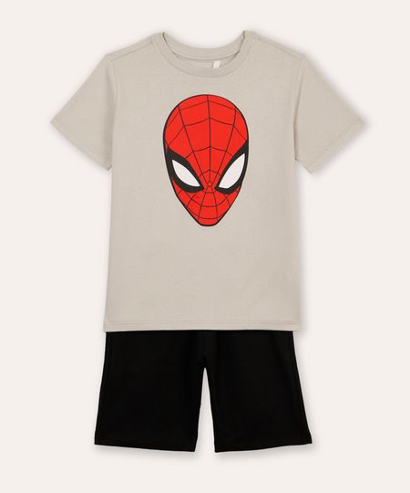 conjunto de algodão infantil homem aranha cinza 6 conjunto de algodão infantil homem aranha cinza 6