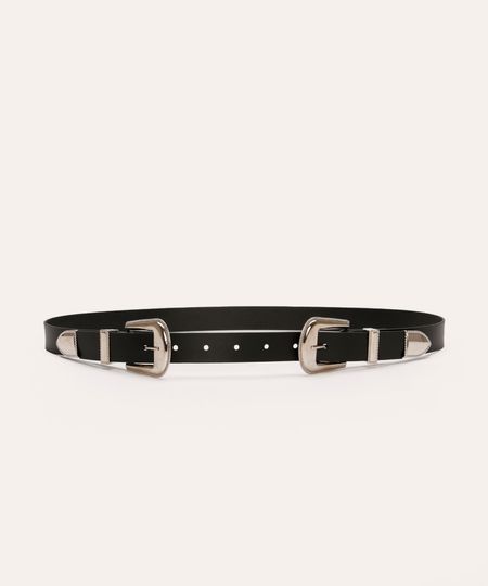 cinto com fivela dupla preto 95CM