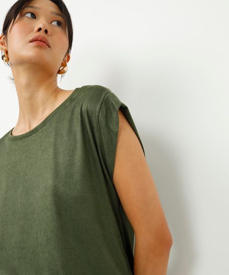 regata de suede muscle tee decote redondo verde P