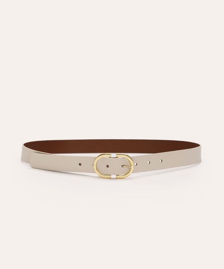 cinto médio com fivela arredondada off white 85CM