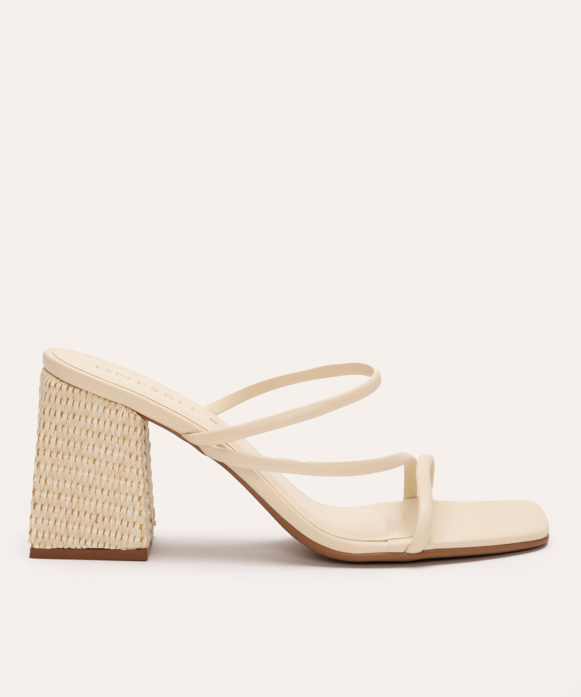 tamanco salto alto bloco tiras finas oneself off white