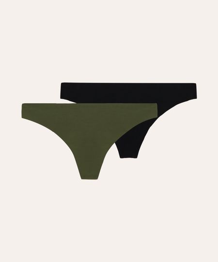 kit de 2 calcinhas fio dental sem costura colorida GG kit de 2 calcinhas fio dental sem costura colorida GG