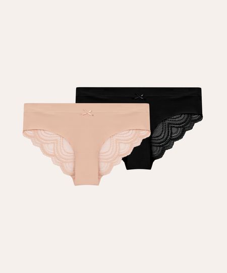 kit de 2 calcinhas caleçon rendada colorida G kit de 2 calcinhas caleçon rendada colorida G