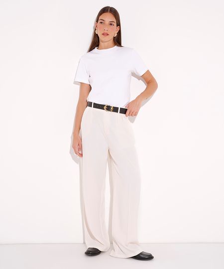 calça wide com pregas mindset off white 40