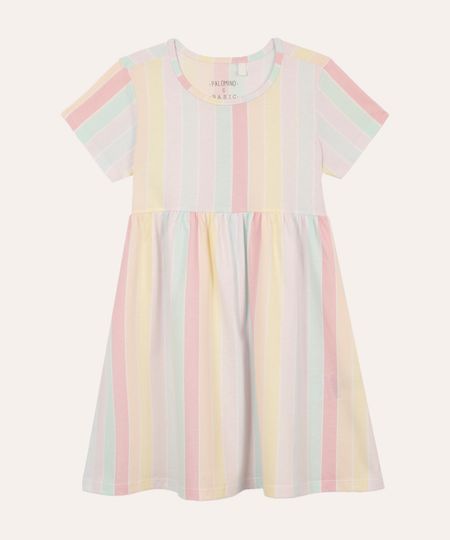 vestido infantil de algodão listrado colorido 4 vestido infantil de algodão listrado colorido 4