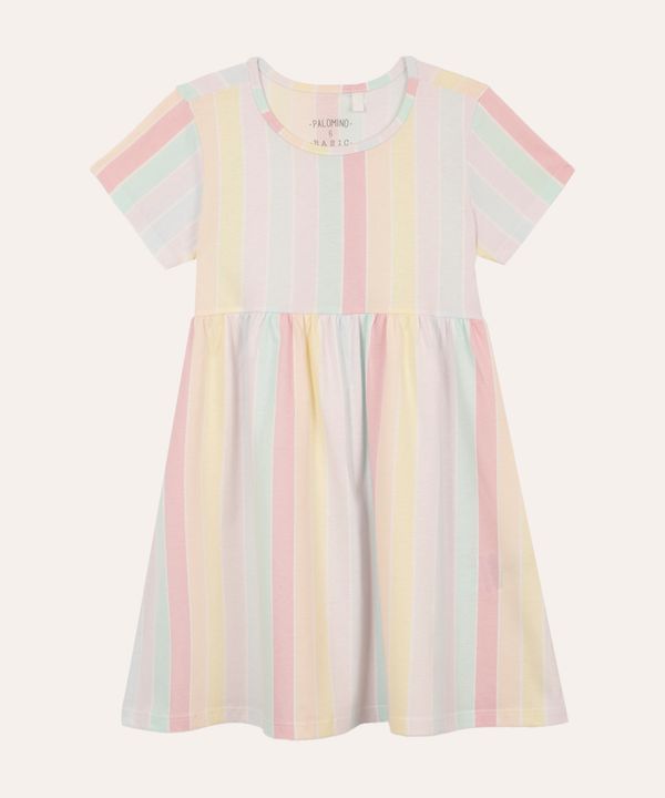 vestido infantil de algodão listrado colorido 12