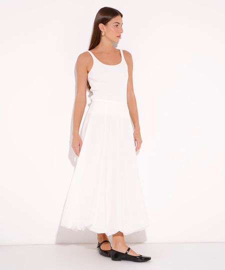 saia midi balonê de algodão mindset off white 44 saia midi balonê de algodão mindset off white 44