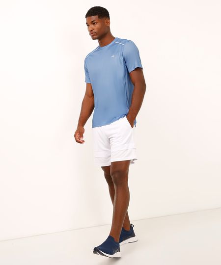 bermuda esportiva ace texturizada com barra dupla branca GG