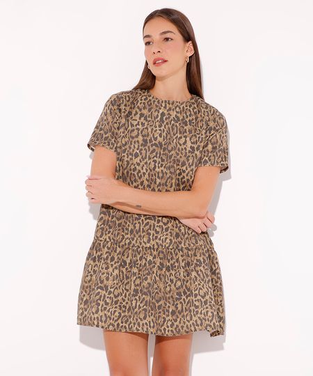vestido curto animal print mindset colorido M