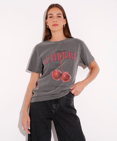camiseta de algodão cherry mindset cinza P