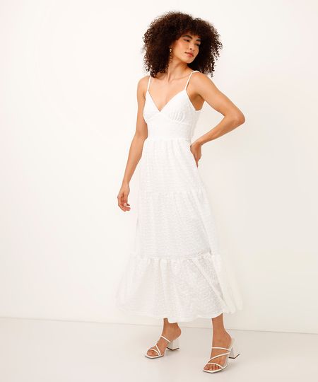 vestido longo texturizado marias off white G