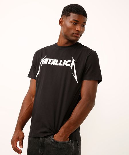 camiseta comfort de algodão metallica preta M