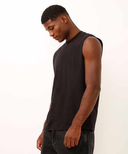 regata machão oversized de algodão preta P