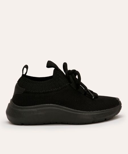 tênis infantil casual calce fácil preto 20