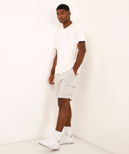 bermuda cargo de moletom cinza GG bermuda cargo de moletom cinza GG