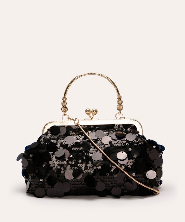 bolsa clutch de paetê mindset preta UNICO