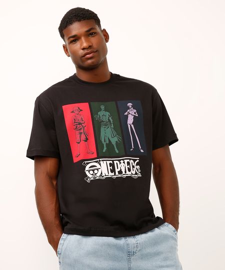 camiseta de algodão one piece preta M