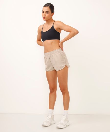 short running feminino com bolso esportivo ace bege G short running feminino com bolso esportivo ace bege G